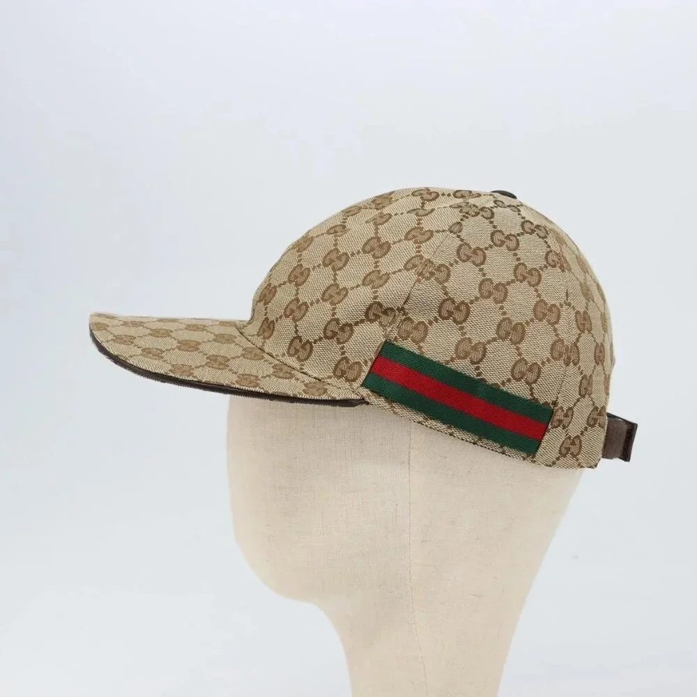 GUCCI GG Canvas baseball Cap M Beige Red Green 200035 Auth am9353 - Picture 5 of 14